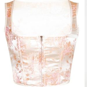 Pink Satin Zip-up Corset